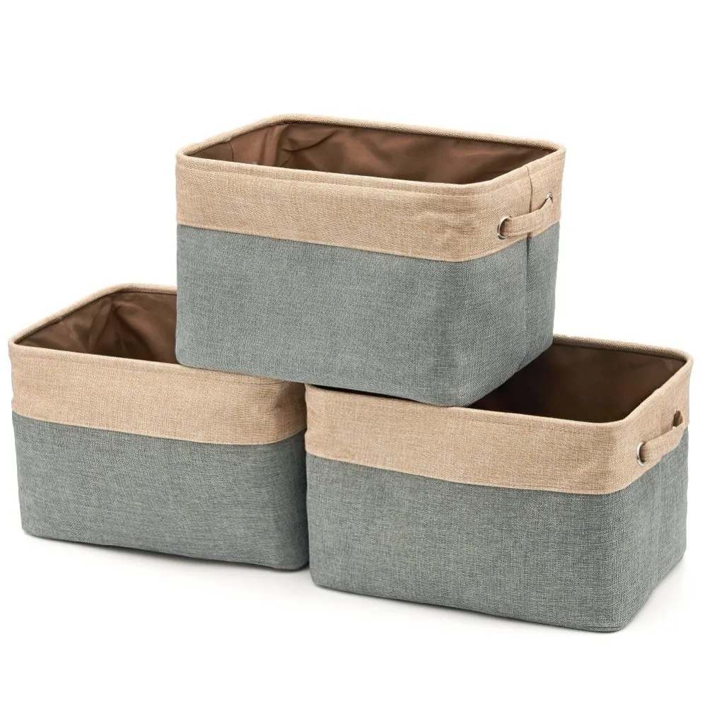 Foldable Canvas Storage Basket With Handles For Home Office Closet