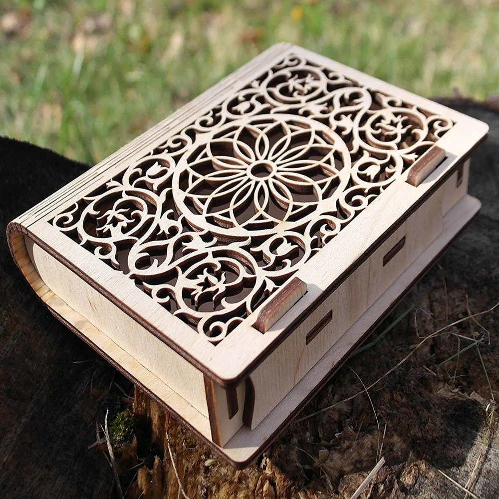 Details about   Vintage Wooden Jewelry Storage Box Handmade Wooden Decorative Book Box Collect 
