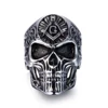 316L stainless steel casting jewelry big size punk style skull ring for men