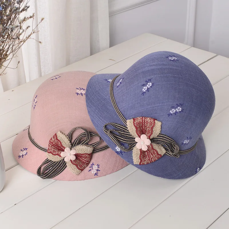 New Vintage Women Cheap Bucket Hat British Roundlet Cap Cotton Felt Hat