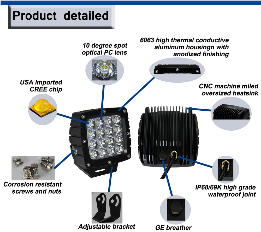 Super Bright Auto 24 Volt Truck Lights Led 4x4 Led Work Lights For