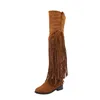 New design good quality latest winter nice long suede tassel Fashion fringed boots women