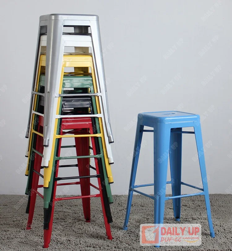 Kitchen Counter Industrial Retro Metal Chair Cafeteria Toli Bar Chair French Bistro Metal Vintage Industrial Metal Dining Chair