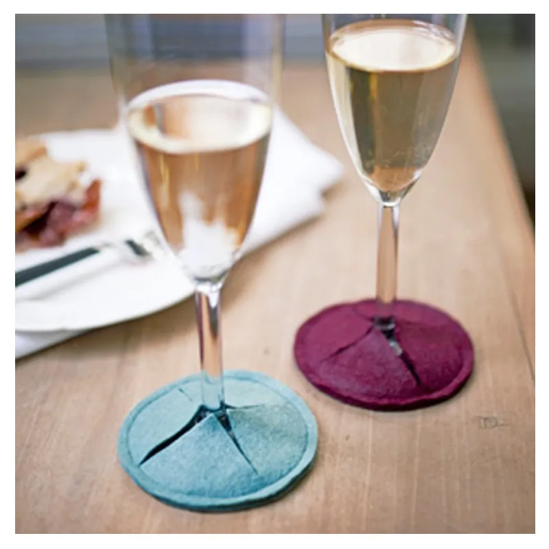 Set Of 6 Wine Glass Coasters Felt Coasters Markers Slip On Stemware