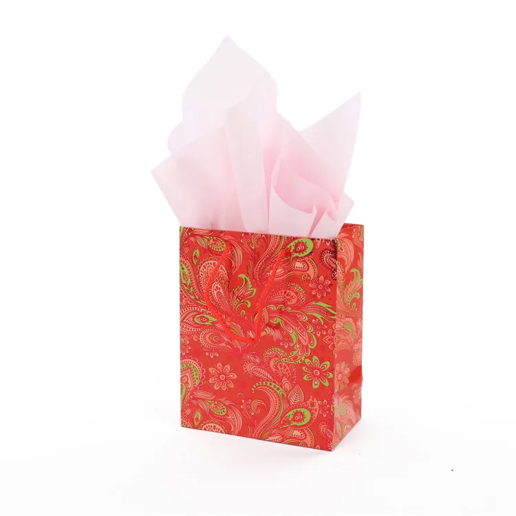 Custom Design Cheap Small Red Wedding Gift Paper Bag with Handles