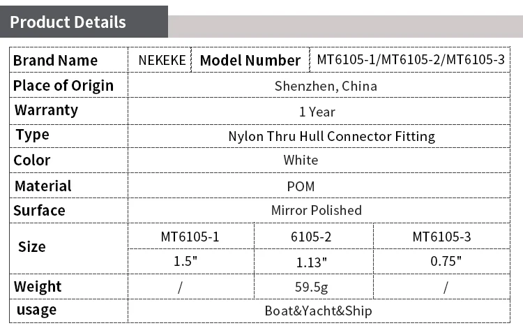 Marine Boat White Nylon Thru Hull Connector Fitting Barb