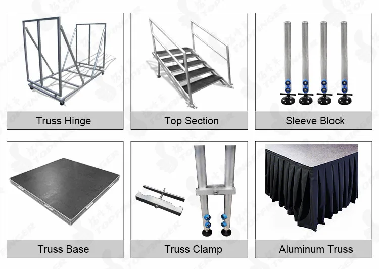 Topfinger 2024 good price Customized aluminum portable concert stage platform outdoor concert podium black scene stage