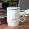 Logo printed mugs custom Enamel green Cup with lid and spoon