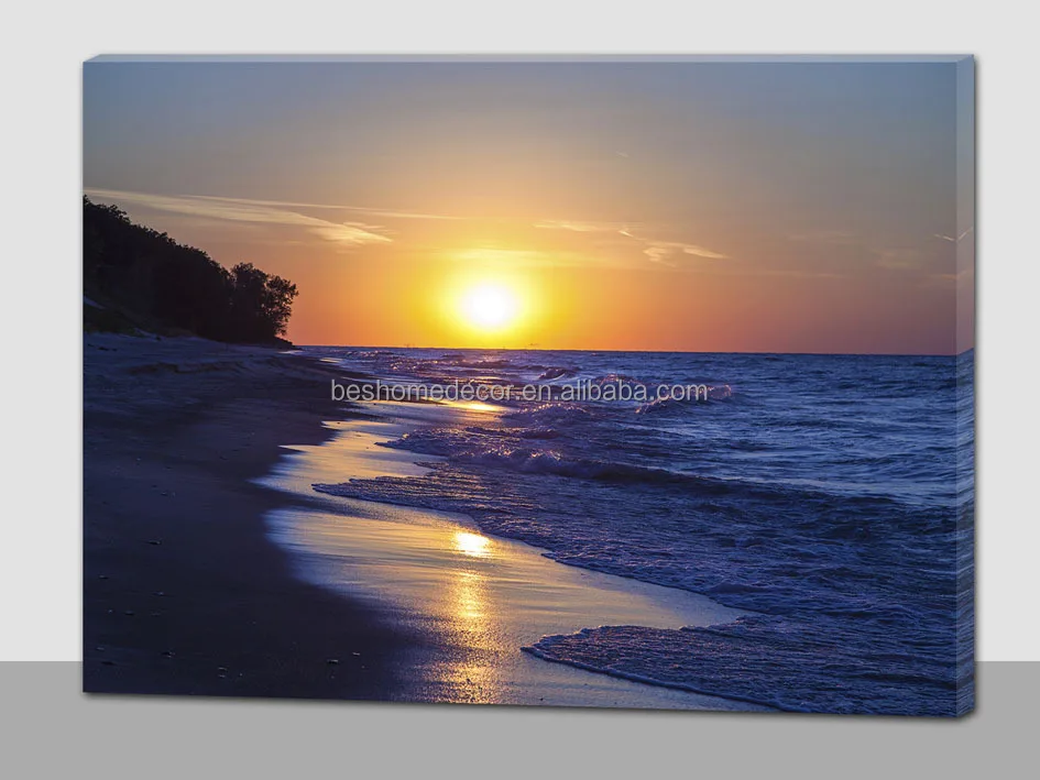 Sunset Over Beach Scene Light Up Painting Canvas Landscape Sunset Over Beach Scene Light Up Painting Canvas Landscape