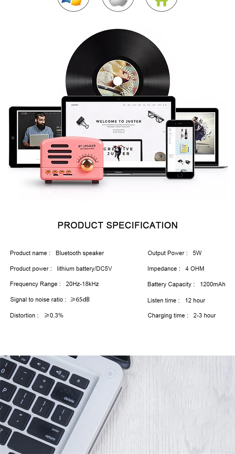 Logo Printing OEM TF card Bluetooth speaker with fm, mini portable bluetooth speaker fm radio