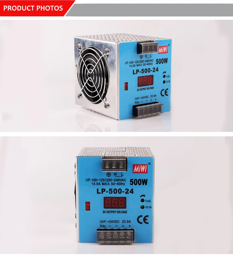 Riel Din Switching Power Supply 500 W solo voltaje de salida 48 V 10.4 A LP-500-48 