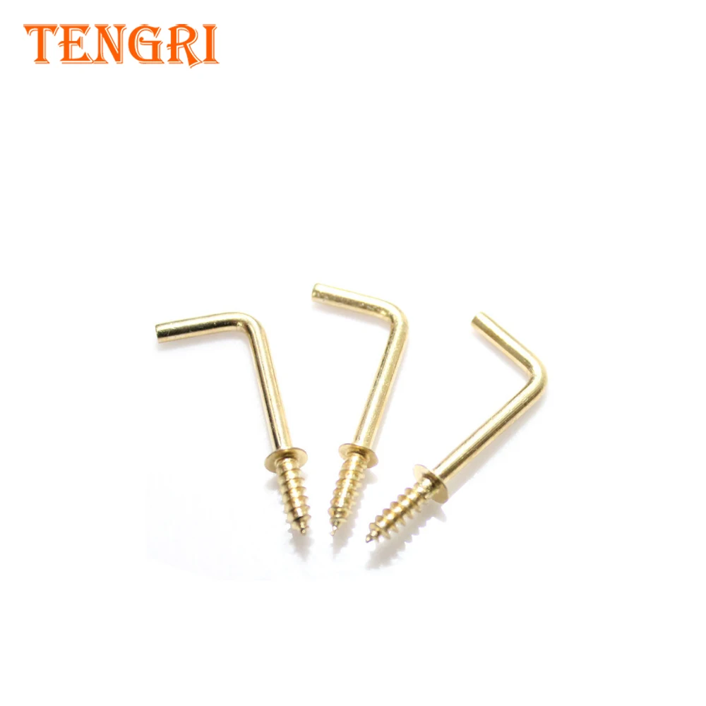 Self Tapping Golden Color L Shape Decorative Screw Hooks Eye Hook