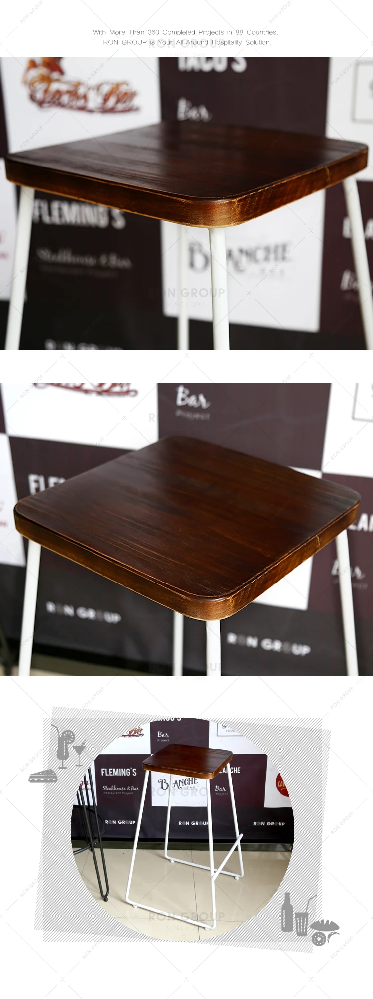 Restaurant supplier simple design industrial metal iron bar stool