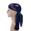 Cheap Wholesale Bandanas Turban Hair Wrap Eagle Embroidery Velvet Durag Cap With Custom Logo