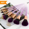 High Quality Dense Hair 7pcs Purple Hair Makeup Brushes Set Unique Crystal Plastic Handle Cosmetic Makeup Tools For Girl