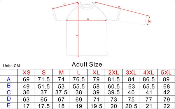 Cricket Jersey Size Chart