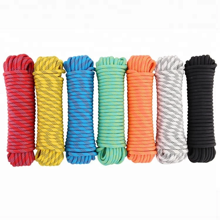 Hot performance customized package and size pp/ polyester/ nylon strong static climbing rope outdoor safety rope
