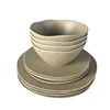Wood design hotel and restaurant use melamine bamboo dinnerware pack in color box