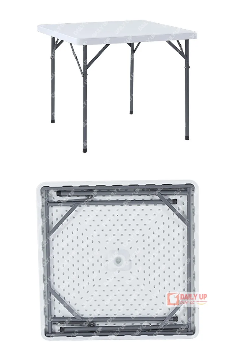 86*86CM Banquet Folding Picnic Table And Chairs Offwhite Outdoor Folding Table Plastic Garden Table for Camping