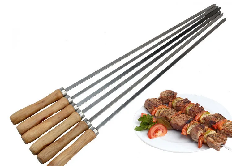 新产品想法 2019 烧烤小工具 6 件套木柄 42 厘米棉花糖串不锈钢棒