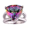 SJAE080 New Model Wedding Ring Triangle Rainbow Stone Solitaire Rope Split Shank Cock Ring
