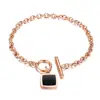 Floor price promotion Stainless steel women rose gold square chain accessories bracelets 18.5cm