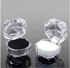 Transparent Clear Crystal Small Octagonal Plastic Ring Earring Jewelry Packing Box