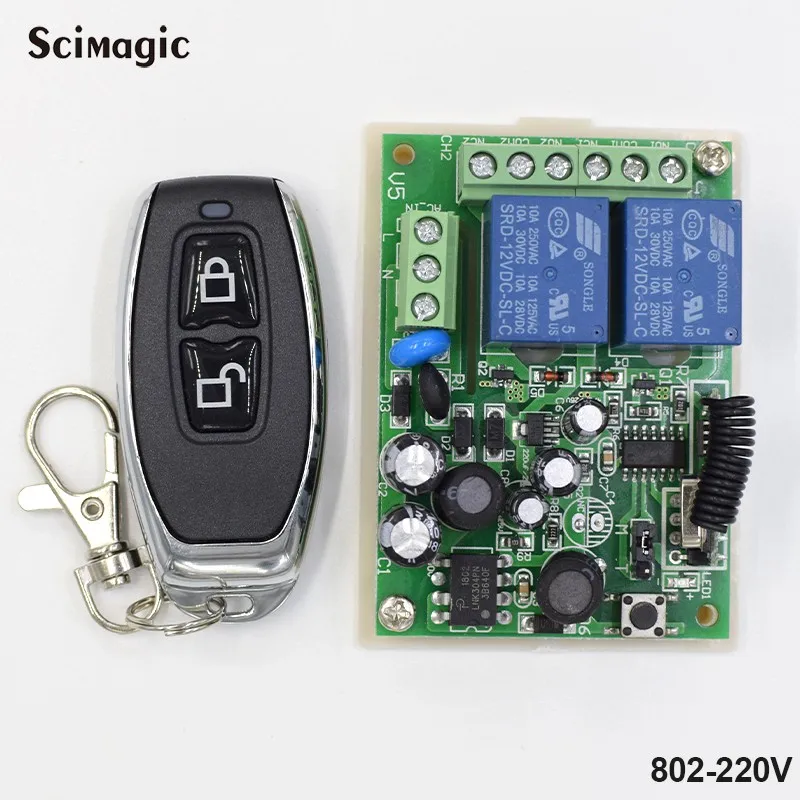 New Ac220v 2 Ch Wireless Remote Control Lighting Switch 10a Relay Mini