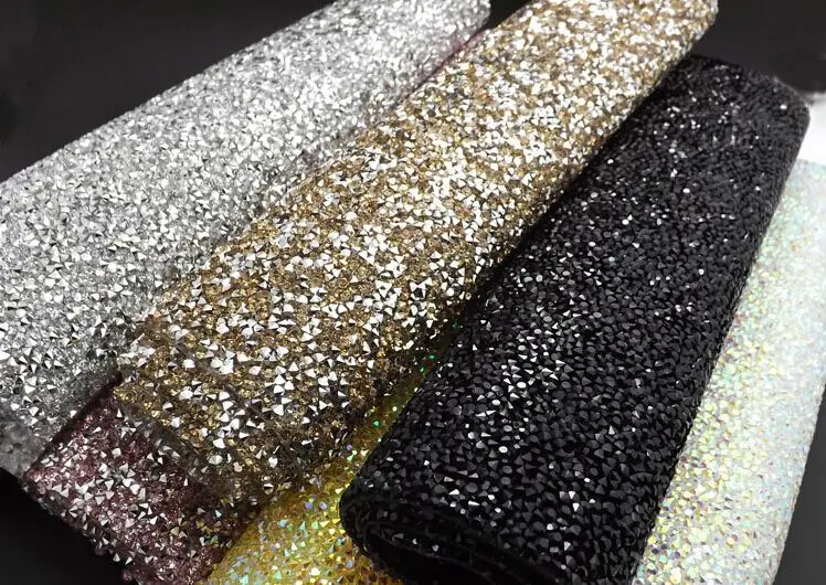 blingbling crystal mesh fabric resin rhinestone 24x40cm colorful sticky rhinestone sheets