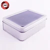 decorative rectangular tin box with clear window