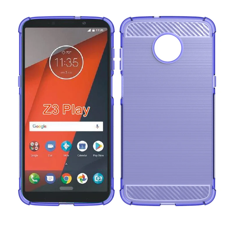 newstyle Carbon Fiber Cover soft Tpu Brushed case For Motorola moto Z3 Play