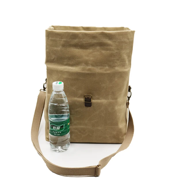 Wholesale Insulated Cooler Waxed Canvas Lunch Bag With Shoulder Strap