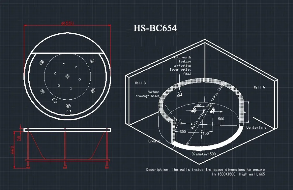 Hsbc654 Dropin Round Bathtub Spa Dimensions Buy Round Bathtub