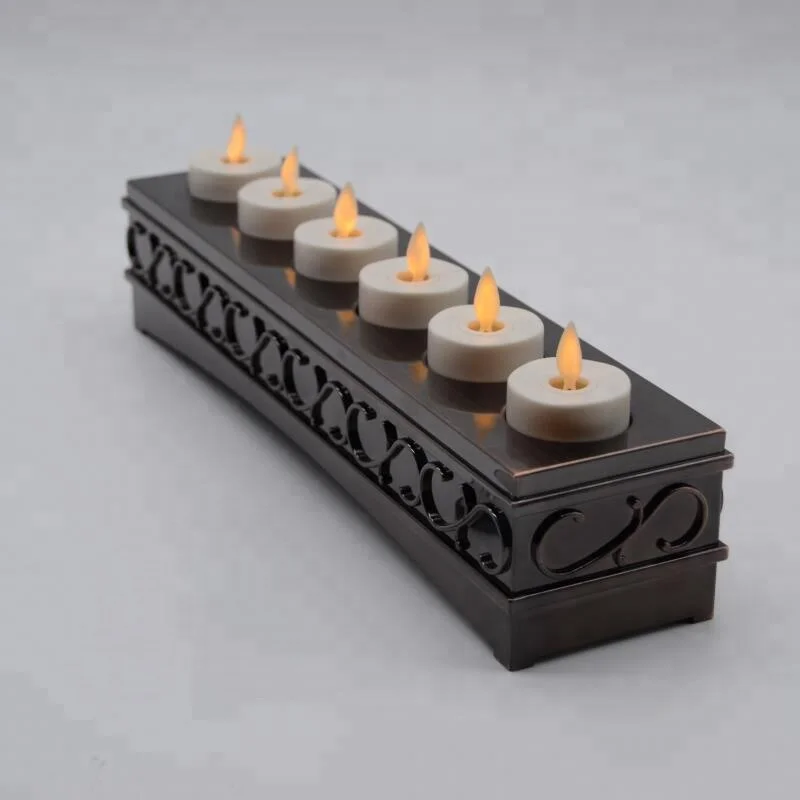 6 Packs Flameless Moving Wick Flickering Led Rechargeable Tealight