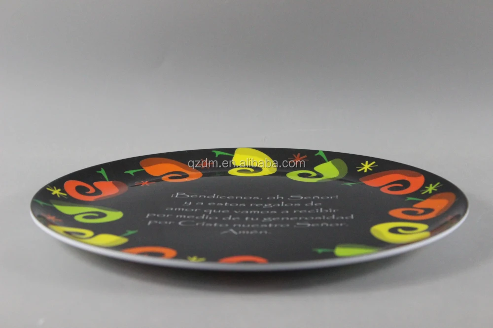 Black Melamine Plate With Printing