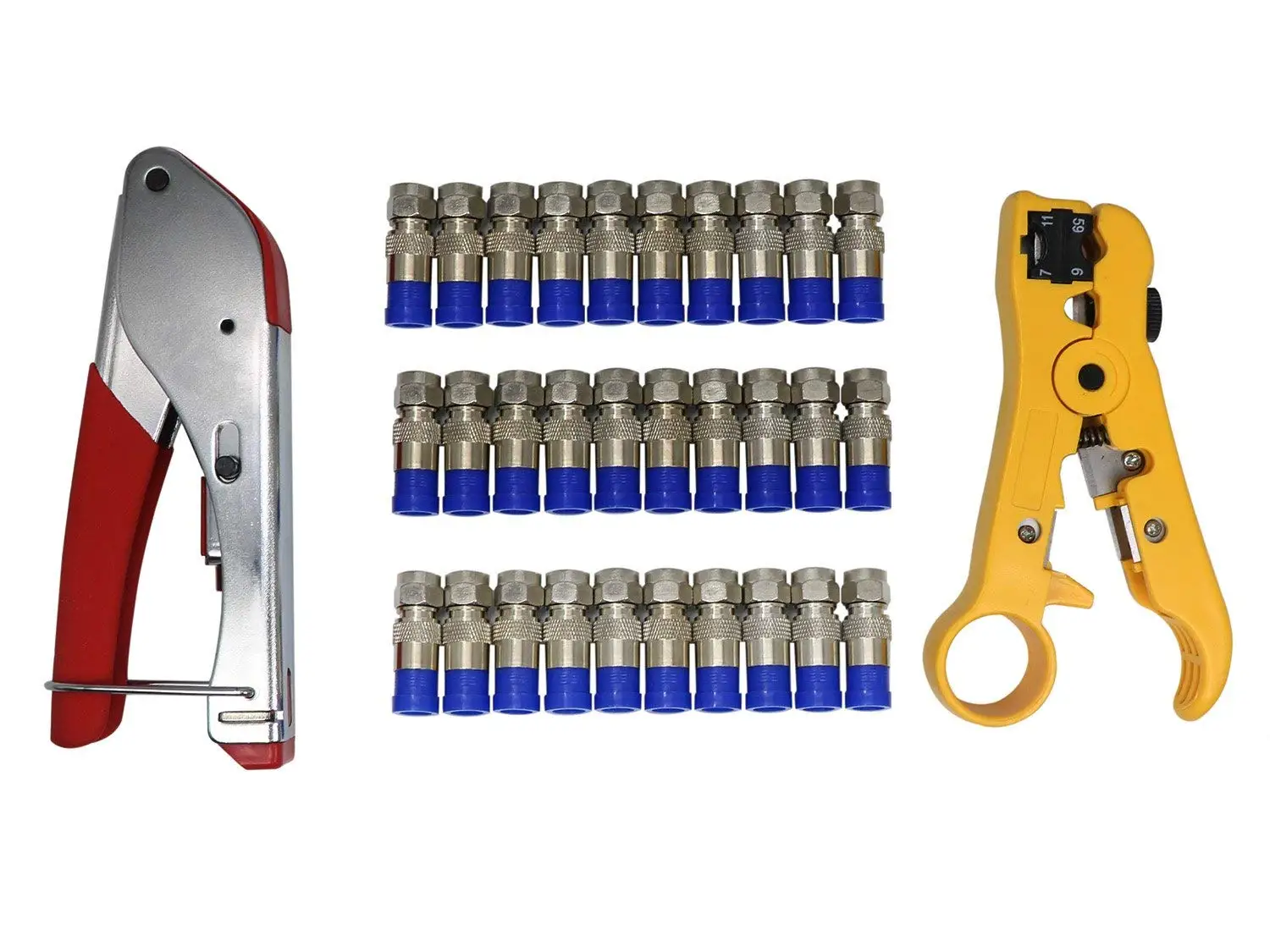 GoodQbuy Coax Compression Connector And 40Pcs F Connectors RG6 With Wire Tool /"