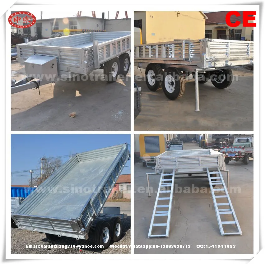 Heavy Duty Tandem Hydraulic Tipping Box Trailer Car Towing Trailer