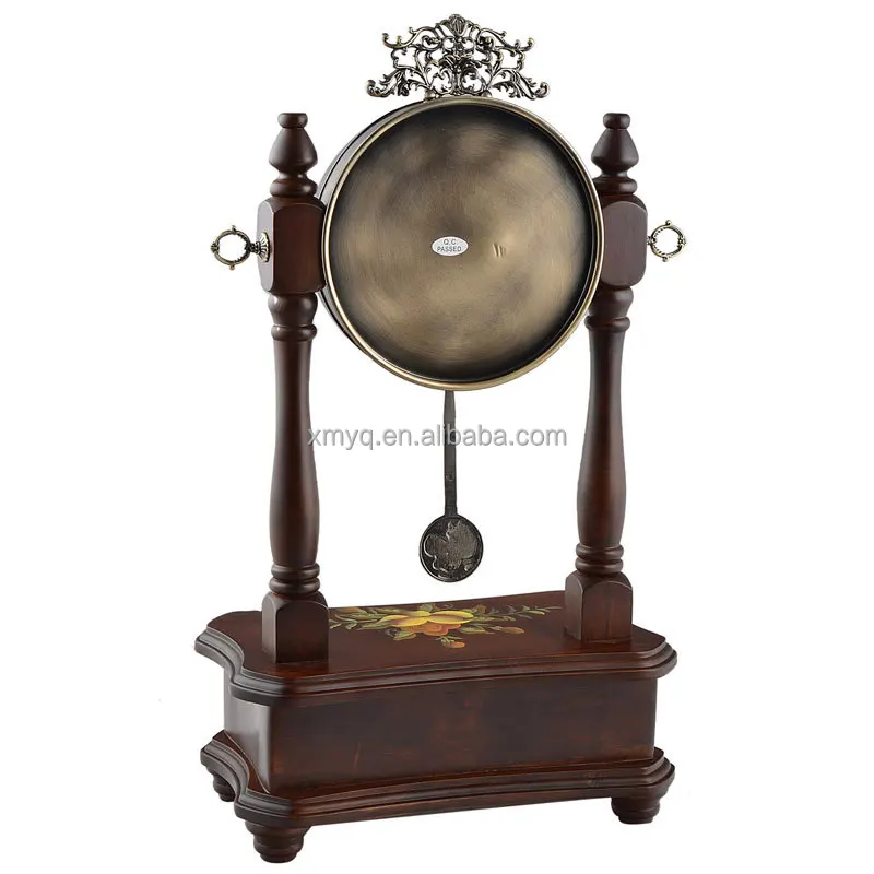 Home Decor Antique Rounded Brown Wooden Desktop Pendulum Clock Buy