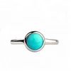 Simple Design Bezel Setting 925 Silver Turquoise Ring For Girls
