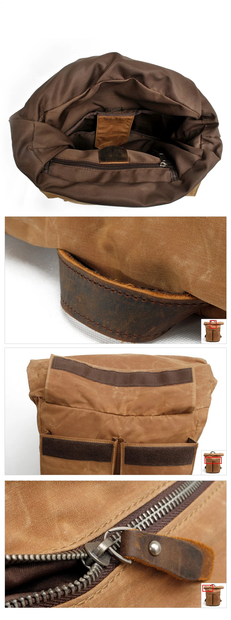 2018 Large capacity vintage outdoor water proof waxed canvas travelling hiking backpack bag for men