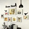 Dining Room Wooden Wall Picture Frames Set Creative Combination Wall Photo Frames With Sticker 9 pcs Frame Photo cadre photo