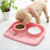 Spillproof and non-slip dog bowl and Kitty drinking water dual environmental plastic bowl