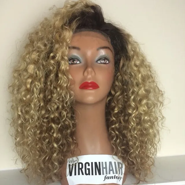 Factory Price Blonde Color Afro Kinky Human Hair Wig Kinky Curl Full 