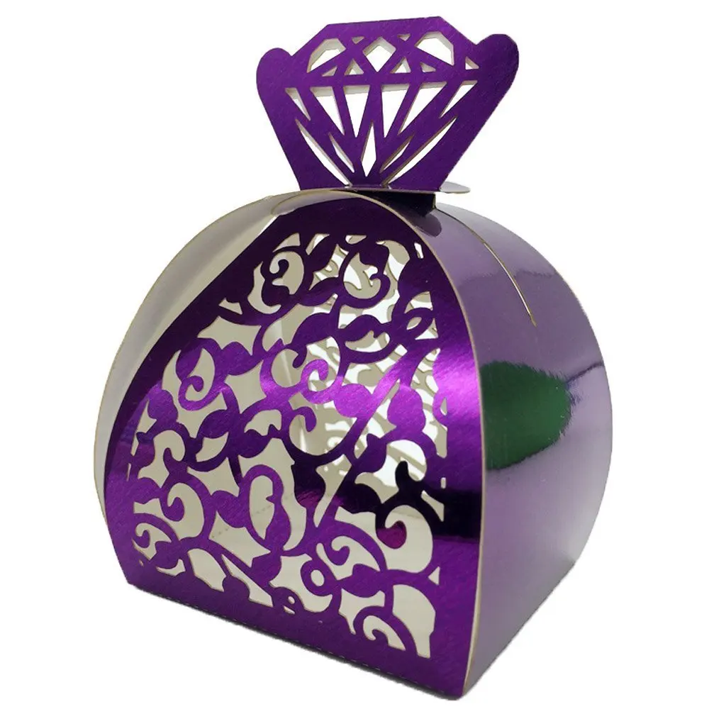 Crown Lock Rose Candy Box Hollow Laser Cut Roses Flowers Candy Box Chocolate Candy Wrappers Party Favors for Bridal Shower,Wedding,Party,Birthday Gift WOMHOPE/® 50 Pcs Gold