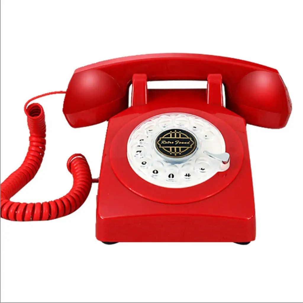 CHX Antique Rotating Dial Telephone Multicolor Landline Used for Household Business Decoration CHXV (Color : Red)