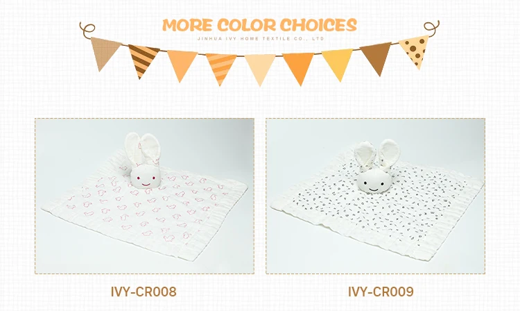 Eco-Friendly Cute White Rabbit Animal Muslin Appease Toys