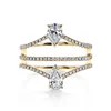 New design for woman Double teardrop large zircon 18k gold ring wedding