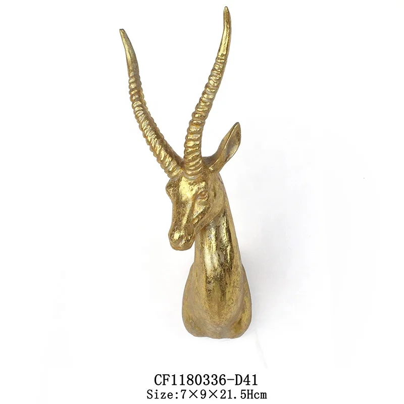 Sculpture Craft Wall Stick 3D Wall Decor Head Resin Animal Golden factory