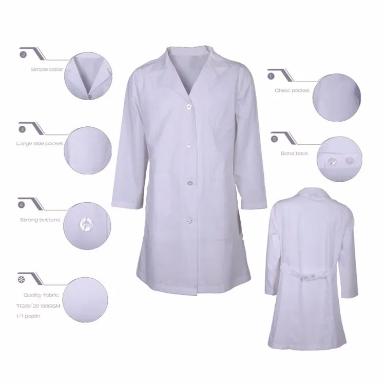 Waterproof Cheap Long Sleeve Unisex Cotton Acid Resistant White Lab