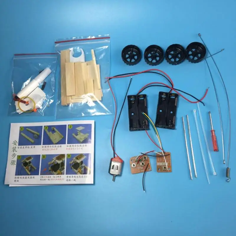 Diy Wireless Remote Control Racing Model Kit Wooden Toys Assembled Car